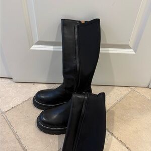 J Slides Black Heeled Boots